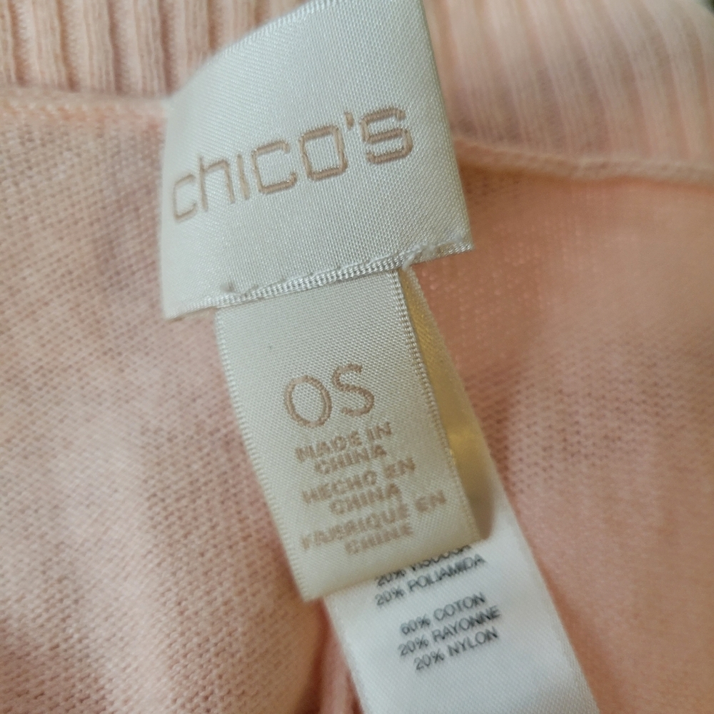 Chico's Pale Pink Short Sleeve Lightweight Ruana Style Sweater ~ OSFM ~ Pretty! - Picture 12 of 13